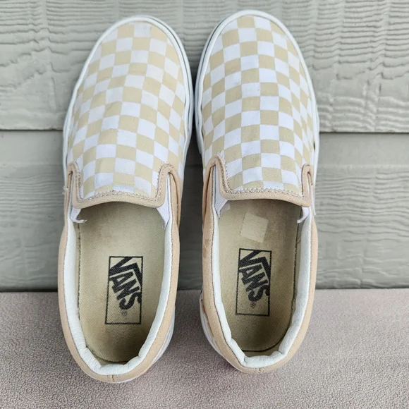 Vans Classic Slip-On Checkerboard Peach Sneaker Women SZ 8 Canvas Casual - Picture 8 of 12